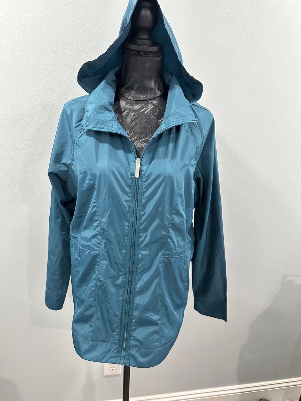 Apana Teal Hooded Lightweight Rain Trench